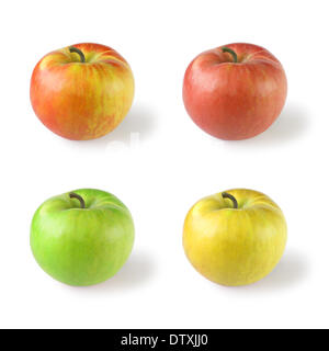 Vier Äpfel (Variationen der Farbe) Stockfoto