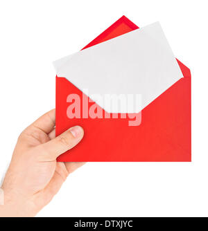 Roter Brief in der hand Stockfoto