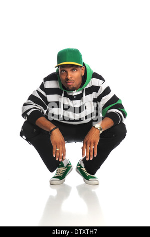 Porträt des afroamerikanischen Jüngling isoliert auf weißem Hintergrund Stockfoto