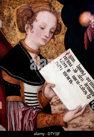 Lucas Cranach ältere 1472-1553 Saint Agnes mit Unterschrift SheetFragment von Maria der Verkündigung 1520-1522-Deutsch-Deutschland Stockfoto