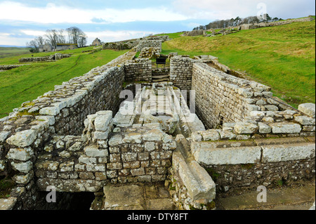 Latrinen Housesteads Roman Fort, Northumberland, England Stockfoto