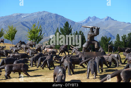 Arrowtown, Neuseeland. 25. Februar 2014. Gesamtansicht vor dem Start der New Zealand Golf Open in The Hills, Arrowtown, Neuseeland. Bildnachweis: Action Plus Sport Bilder/Alamy Live News Stockfoto