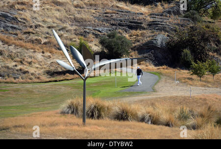 Arrowtown, Neuseeland. 25. Februar 2014. Gesamtansicht des 15. vor dem Start der New Zealand Golf Open in The Hills, Arrowtown, Neuseeland. Bildnachweis: Action Plus Sport Bilder/Alamy Live News Stockfoto