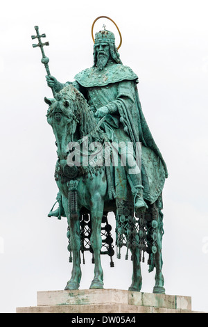 Reiterstandbild, Denkmal für König Stephen I, auf dem Burgberg, Budapest, Ungarn Stockfoto