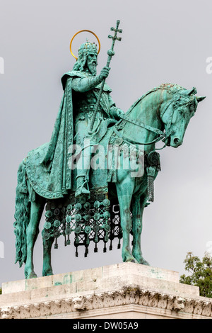 Reiterstandbild, Denkmal für König Stephen I, auf dem Burgberg, Budapest, Ungarn Stockfoto