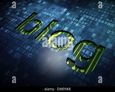 Web-Development-Konzept: Blog über digitale Bildschirm-Hintergrund Stockfoto