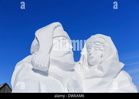 Schnee-Skulptur, Festival du Voyageur, Winnipeg, Manitoba, Kanada Stockfoto