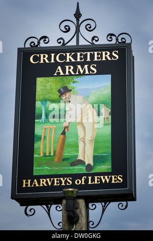 CRICKETERS ARMS Inn Zeichen in Berwick East Sussex UK Stockfoto