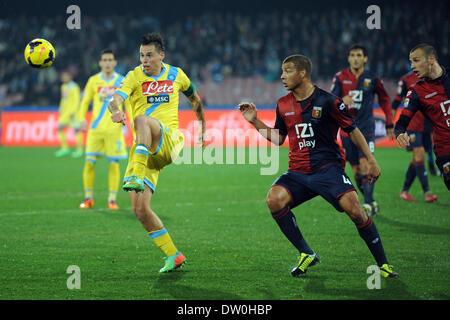 Neapel, Italien. 24. Februar 2014. Neapel, Italien - 2 Februar: Marek Hamsik während der italienischen Serie A Spiel zwischen SSC Neapel und Genua CFC Football / Soccer im Stadio San Paolo am 24. Februar 2014 in Neapel, Italien. © Franco Romano/NurPhoto/ZUMAPRESS.com/Alamy Live-Nachrichten Stockfoto