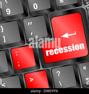 Schaltfläche "Rezession" auf Computer-Tastatur-Taste Stockfoto