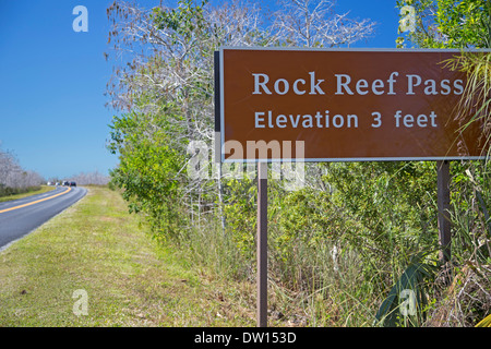 Everglades-Nationalpark, Florida - Rock Reef Pass, Höhe 3 Füßen, auf der Haupt-Park-Straße in den Everglades. Stockfoto