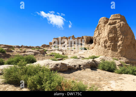 die Jiaohe Ruinen in turpan Stockfoto