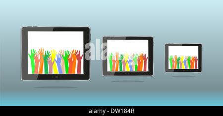 abstrakte männliche Hand auf Tablet-PC Stockfoto