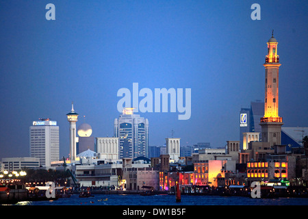 Skyline von Bur Dubai, Vereinigte Arabische Emirate, Dubai, Creek, Stockfoto