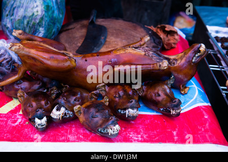 ganze Hunde Fleisch zum Verkauf (Thit Cho), Hanoi, Vietnam. Stockfoto