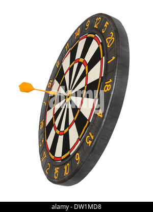 Dartscheibe mit Dart im Ziel Stockfoto