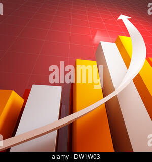 3D Stat mit wachsender Pfeil Stockfoto