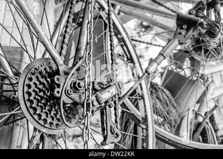 Schließen Sie einen Teil des alten Fahrrad Stockfoto