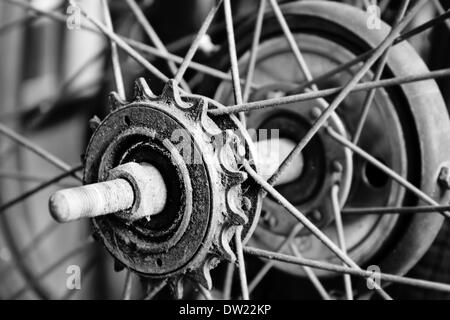 Schließen Sie einen Teil des alten Fahrrad Stockfoto