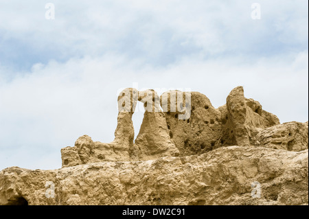 Die Ruinen der antiken Stadt Jiaohe in Xinjiang Turpan, der weltweit ältesten und am besten erhaltenen Adobe Gebäude Stadt bewahrt seit über 2000 Jahren. Stockfoto