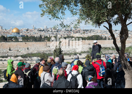 Blick auf die Altstadt von Jerusalem vom Ölberg. Jerusalem. Israel. Stockfoto
