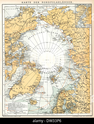 Historische Karte des Nordpols, 1896 Stockfoto