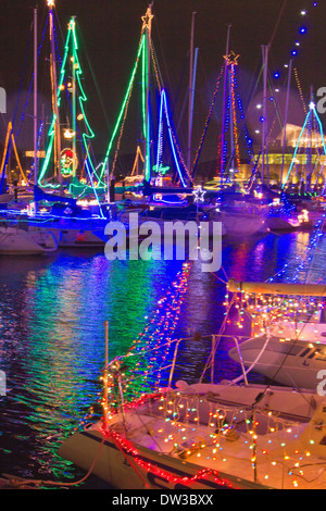 Yacht-Hafen in der Nacht, Präfektur Aichi Stockfoto