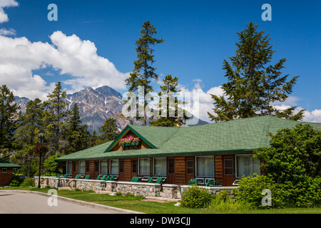 Die Fairmont Jasper Park Lodge in Jasper Nationalpark, Alberta, Kanada. Stockfoto