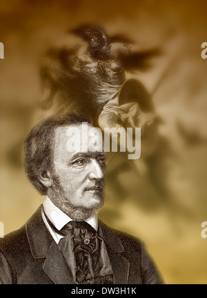 Fahren der Walküren, Akt III, Die Walküre, Der Ring des Nibelungen, Wilhelm Richard Wagner 1813 - 1883, deutscher Komponist Stockfoto