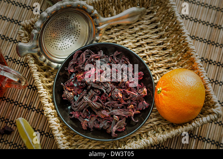 Hibiskus Tee ist lecker, erfrischendes und gesundes Getränk Stockfoto