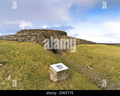 dh Quoyness Kämmerer SANDAY ISLAND ORKNEY ISLES Elsness neolithische Grabstätte Hügel prähistorisches großbritannien antike Bronzezeitkammer des vereinigten königreichs Stockfoto