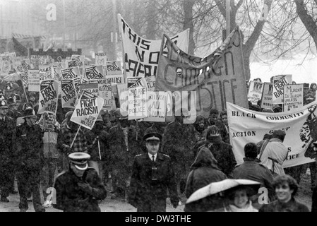 Clinton McCurbin Protest März, 7. März 1987, Wolverhampton, England. Stockfoto