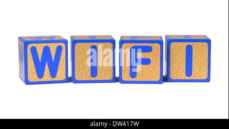 WiFi - farbige Kinder Alphabet Blöcke. Stockfoto