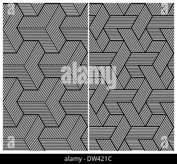 Satz von zwei B&W nahtlose Muster Stockfoto