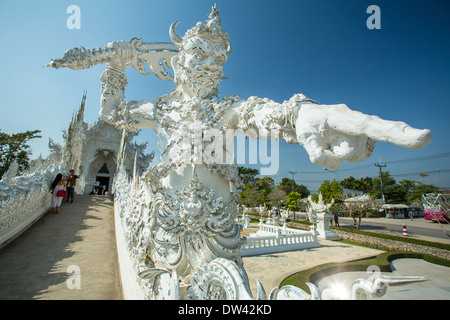 Berühmten Wat Rong Khun (weiße Tempel) in der Provinz Chiang Rai, Nordthailand Stockfoto