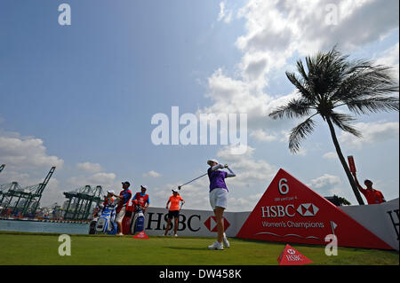 Singapur. 27. Februar 2014. Karrie Webb Australiens spielt bei der HSBC Women Champions in Singapur Sentosa Golf Club, 27. Februar 2014. Bildnachweis: Dann Chih Wey/Xinhua/Alamy Live News Stockfoto