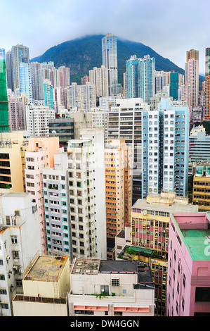 Hong Kong ist eine der am dichtesten besiedelte Stadt der Welt Stockfoto