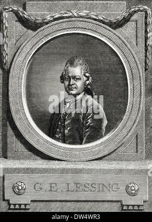 Gotthold Ephraim Lessing (1729-1781). Deutscher Schriftsteller. Porträt. Gravur. Stockfoto