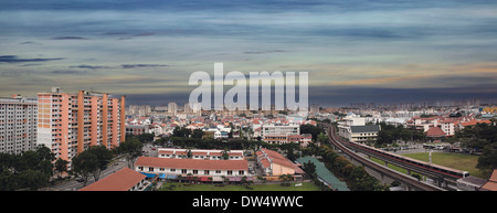 Singapur Eunos Wohnsiedlung vom MRT Train Station Panorama Stockfoto