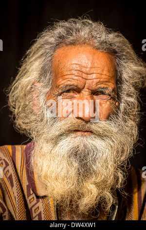 Ältere nepalesischen Mann, Monochrom, Kathmandu, Nepal Stockfoto