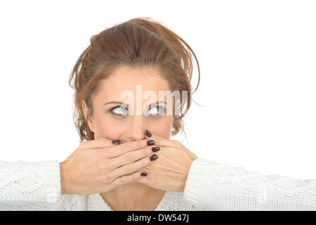 Peinlich schockiert Coy junge Frau Stockfoto