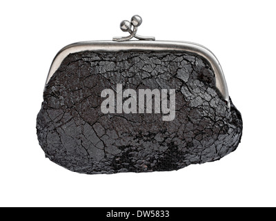 Vintage distressed Leder Geldbörse Laufe weiß, Clipping-Pfad ändern Stockfoto