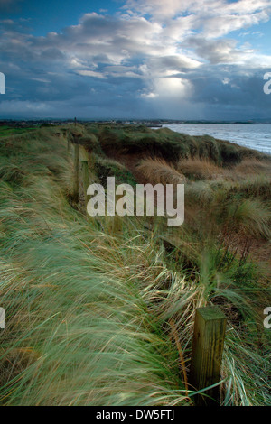 Dünen und ein Sturm zieht auf Prestwick, Ayrshire Stockfoto