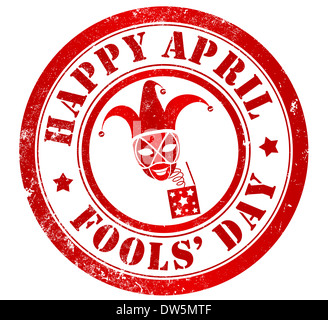 Glücklich April Fools' Day Grunge-Stempel, in englischer Sprache Stockfoto