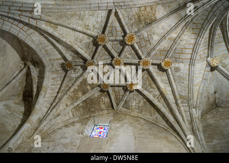 Detail der Gewölbe der Kathedrale unserer lieben Frau von Grace und Saint Julian von Cuenca. Kastilien-La Mancha, Spanien. Stockfoto