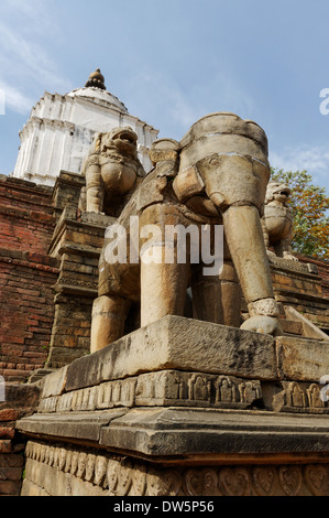 Elefanten Skulpturen in Durbar Square, Bhaktapur, Nepal Stockfoto