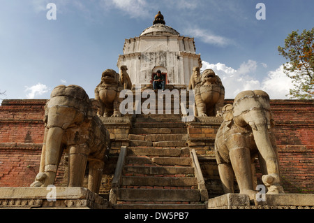 Elefanten-Skulpturen am Durbar Square, Bhaktapur, Nepal Stockfoto