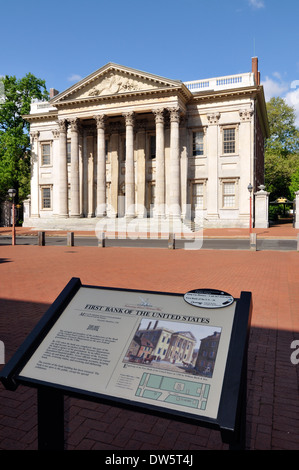 Erste Bank der Vereinigten Staaten in Unabhängigkeit National Historical Park, Philadelphia, Pennsylvania, USA Stockfoto