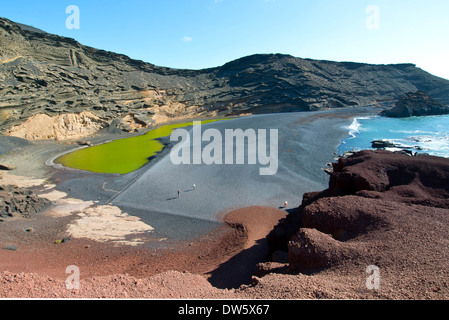 El Golfo, einer vulkanischen Lagune auf der West Küste von Lanzarote Kanaren Spanien Stockfoto