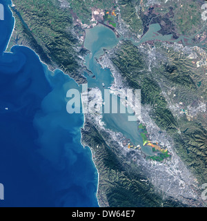 San Francisco Bay, Kalifornien, wie aus dem Weltraum gesehen. Stockfoto
